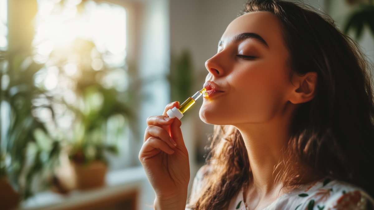 Une femme qui prend du CBD